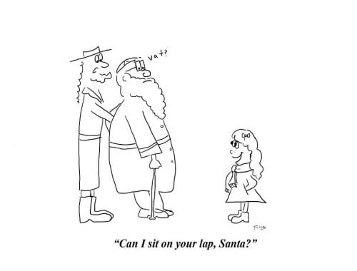A girl asks a Rabbi - Santa if she can sit on his lap
