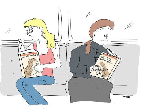 A secular girl reads Unorthodox and a relegious woman reads Ununorthodox